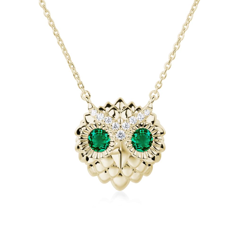 Emerald Owl Necklace - LUO Jewelry #metal_14k yellow gold