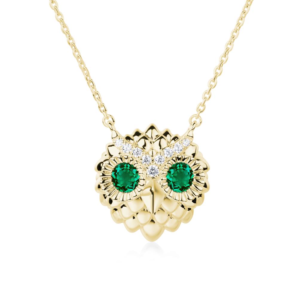 Emerald Owl Necklace - LUO Jewelry #metal_18k yellow gold