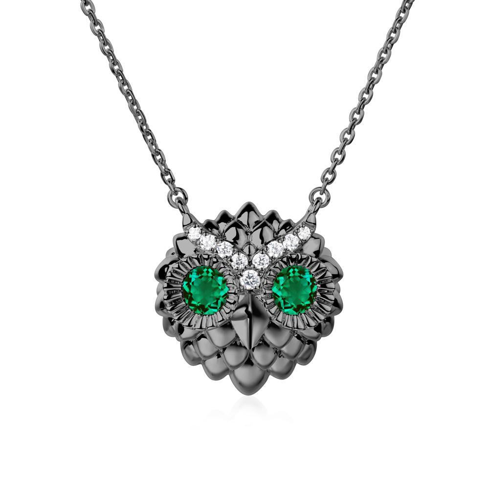 Emerald Owl Necklace - LUO Jewelry #metal_black finish sterling silver