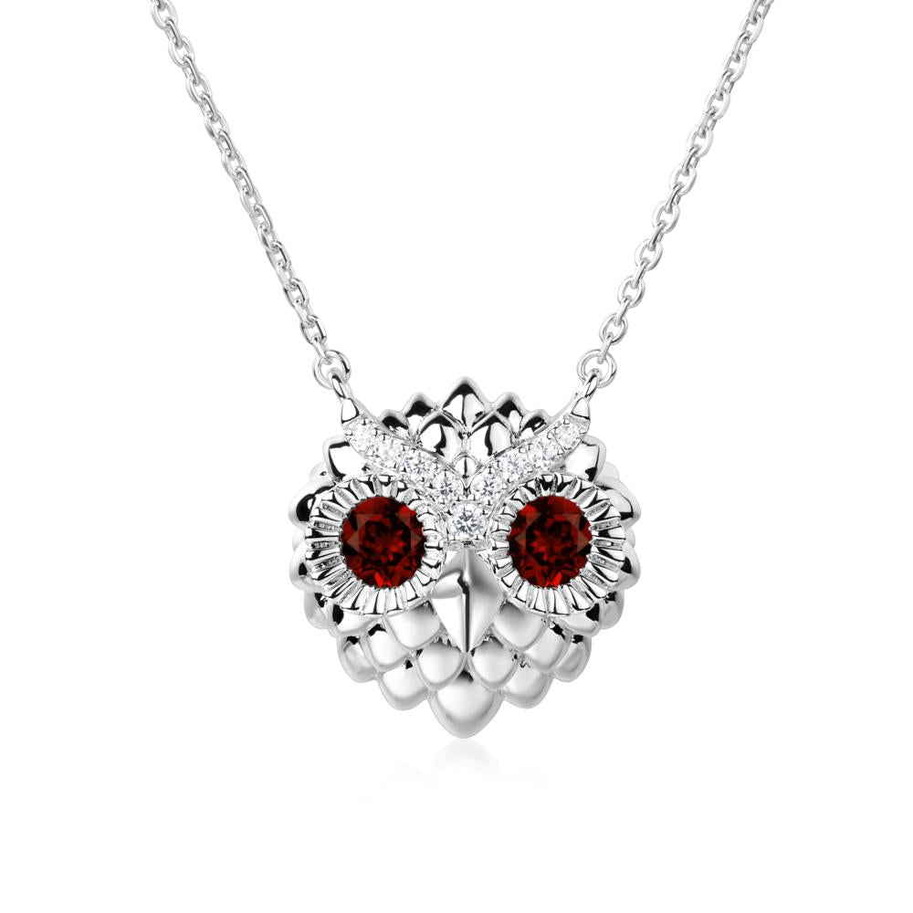 Garnet Owl Necklace - LUO Jewelry #metal_14k white gold