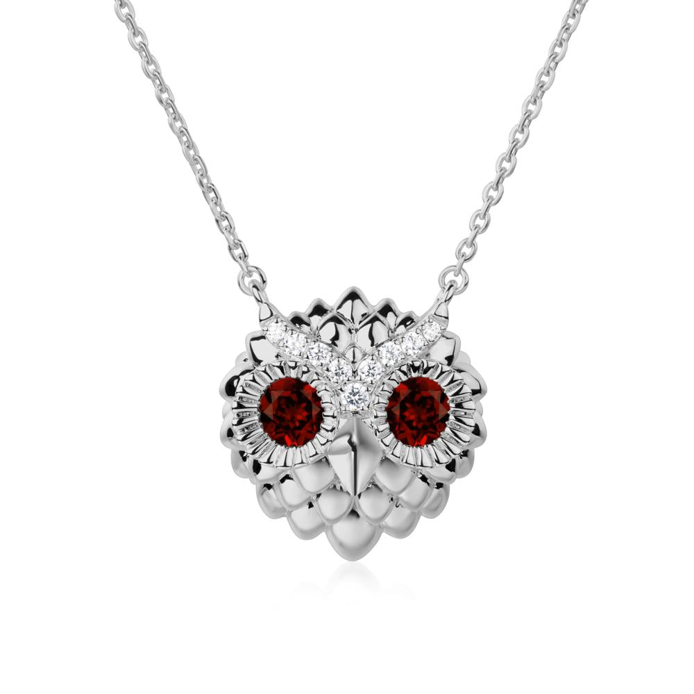 Garnet Owl Necklace - LUO Jewelry #metal_platinum