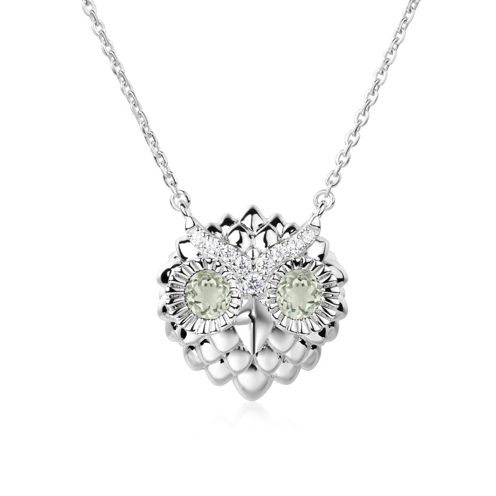 Green Amethyst Owl Necklace - LUO Jewelry #metal_14k white gold