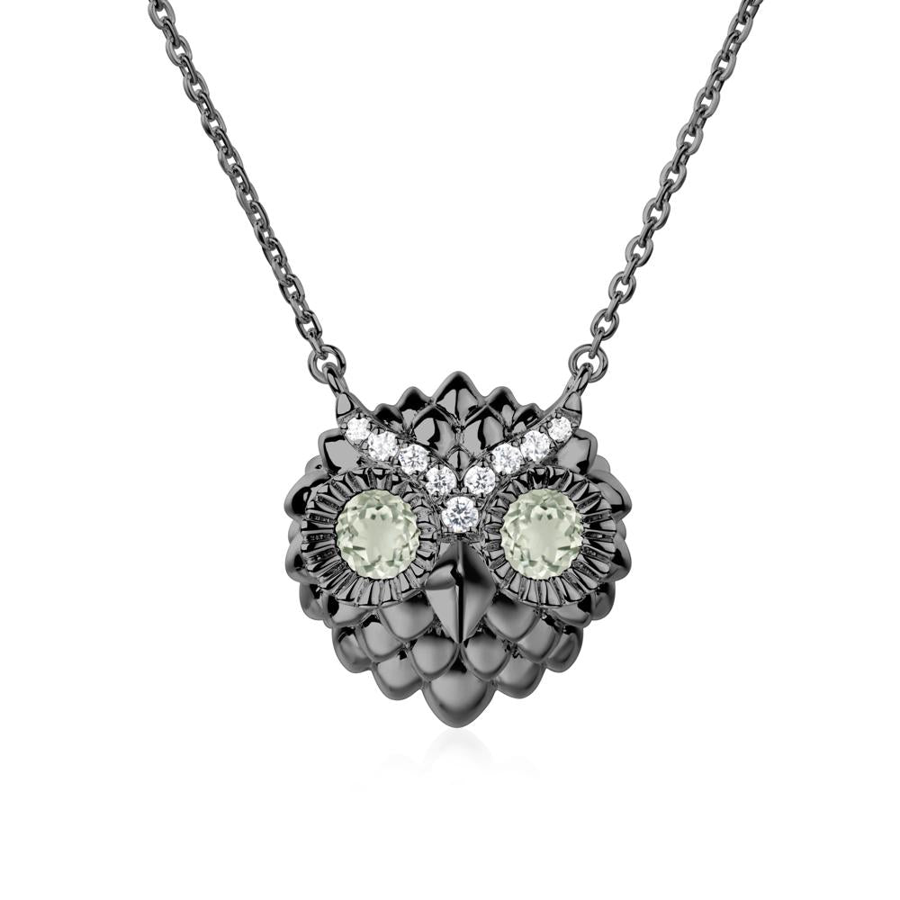 Green Amethyst Owl Necklace - LUO Jewelry #metal_black finish sterling silver