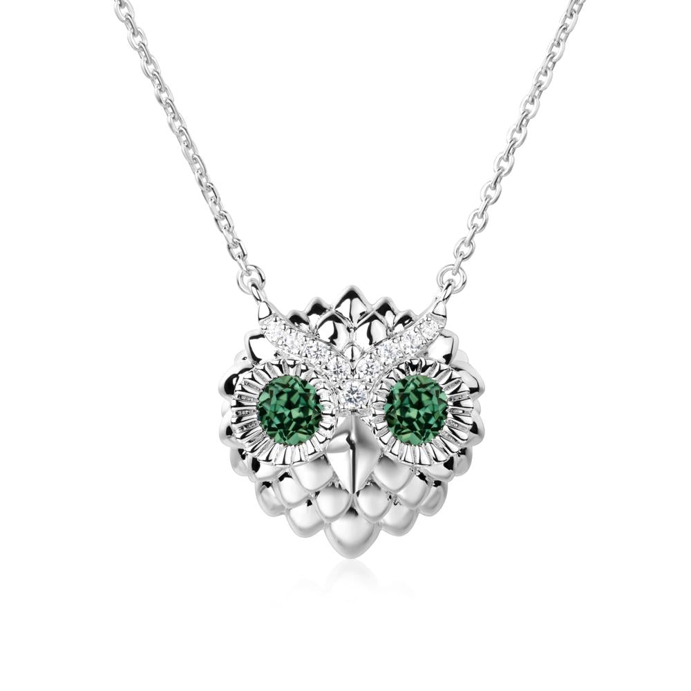 Green Sapphire Owl Necklace - LUO Jewelry #metal_14k white gold