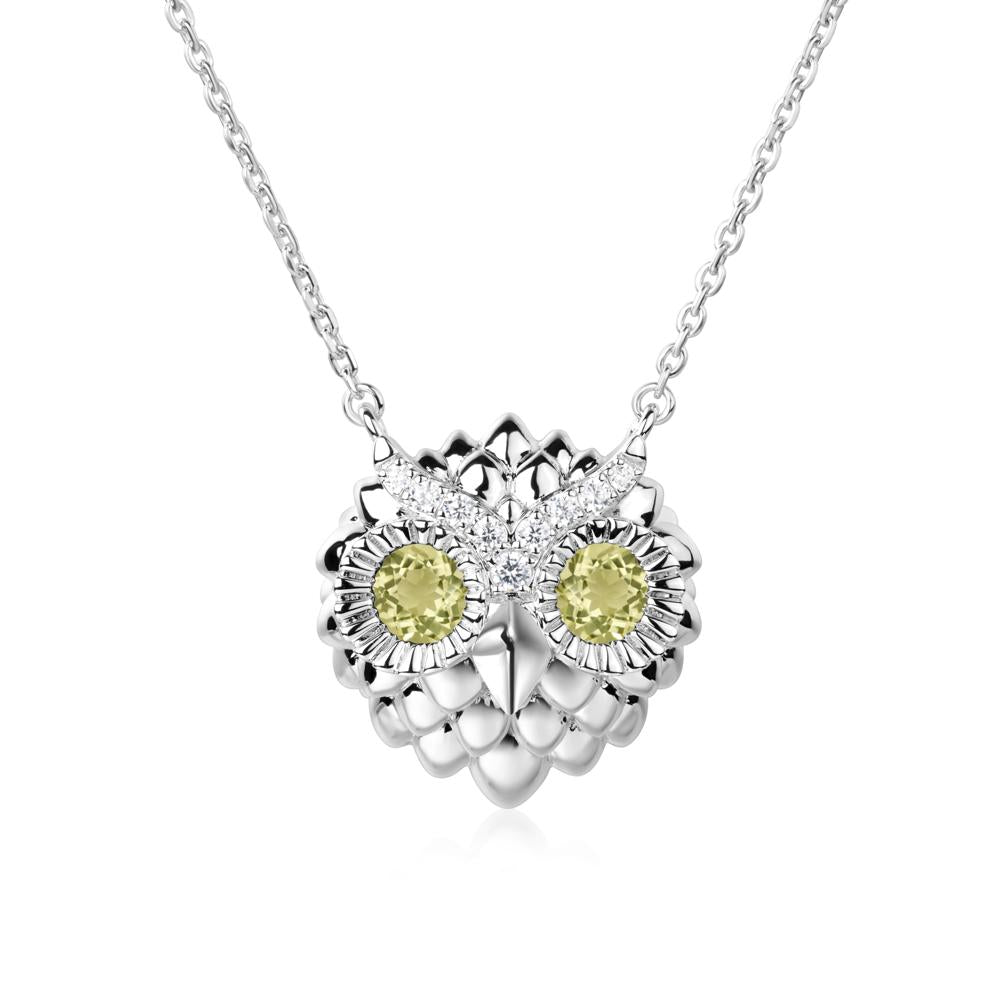 Lemon Quartz Owl Necklace - LUO Jewelry #metal_14k white gold