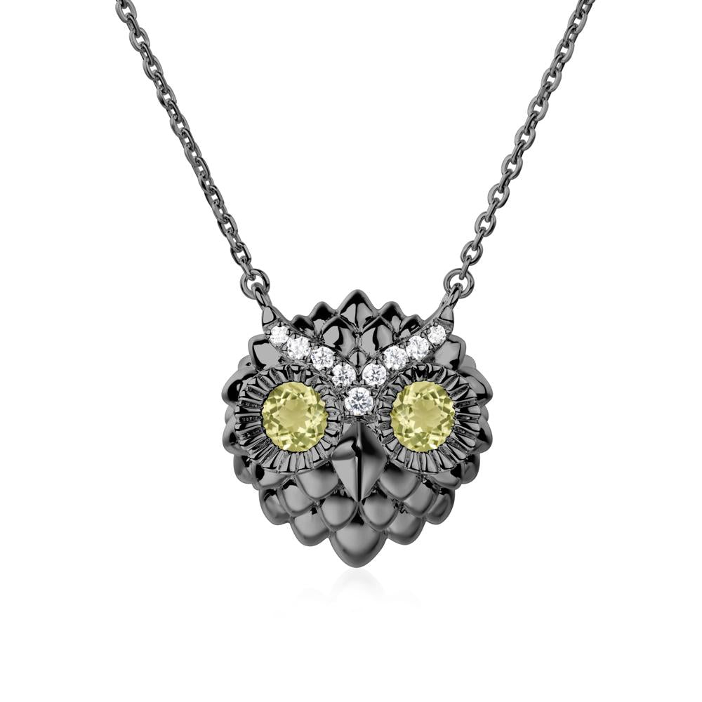 Lemon Quartz Owl Necklace - LUO Jewelry #metal_black finish sterling silver