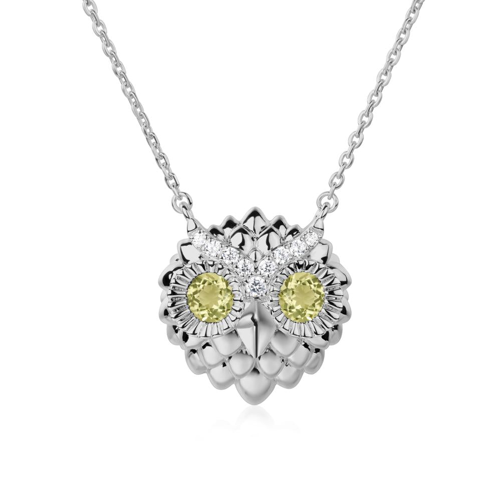 Lemon Quartz Owl Necklace - LUO Jewelry #metal_platinum