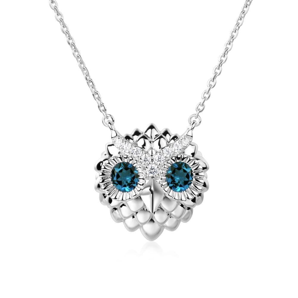 London Blue Topaz Owl Necklace - LUO Jewelry #metal_14k white gold