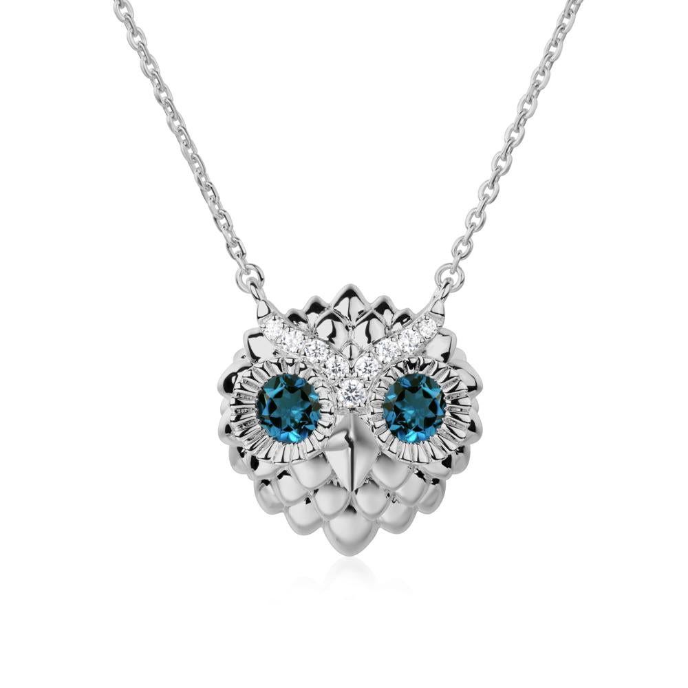 London Blue Topaz Owl Necklace - LUO Jewelry #metal_platinum