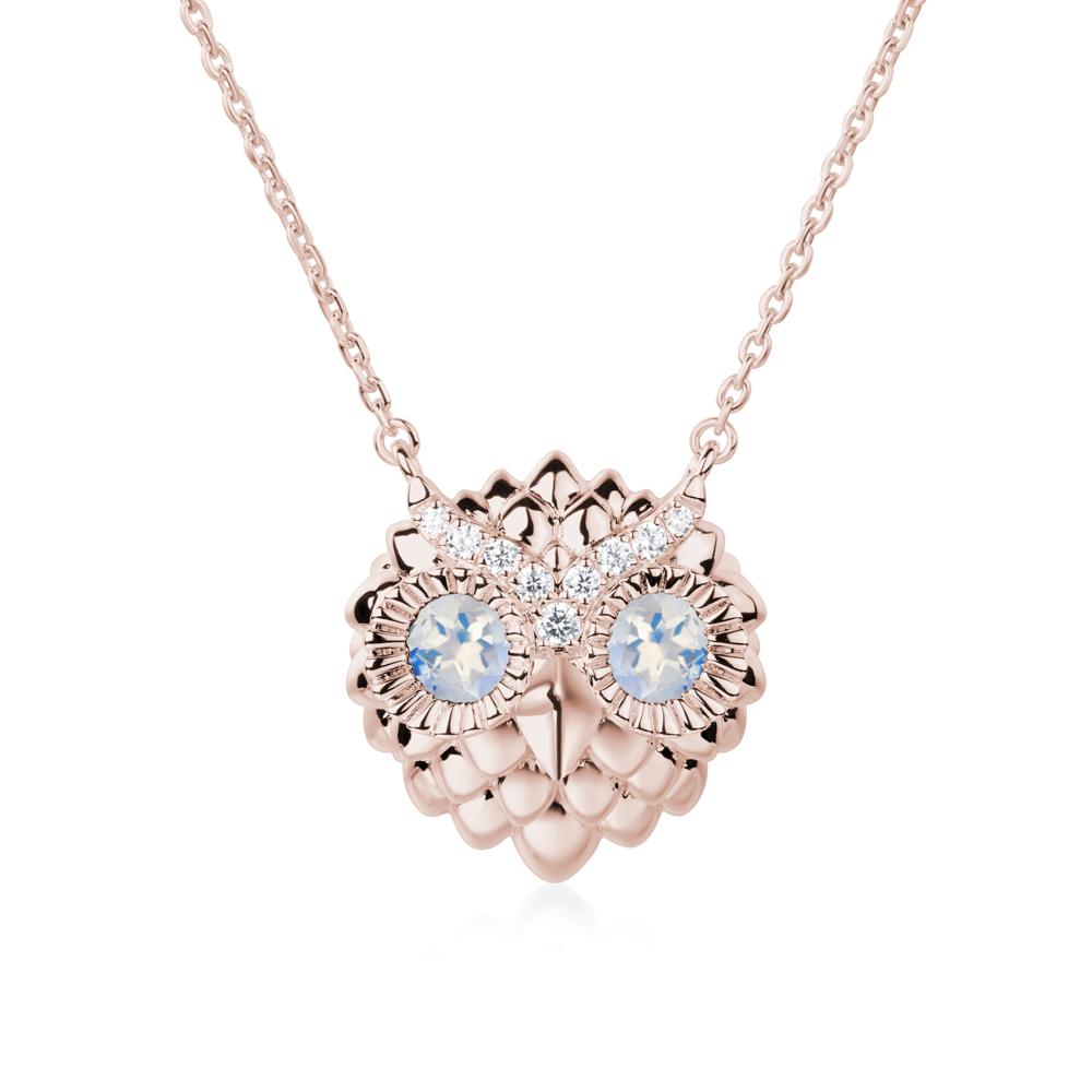 Moonstone Owl Necklace - LUO Jewelry #metal_14k rose gold