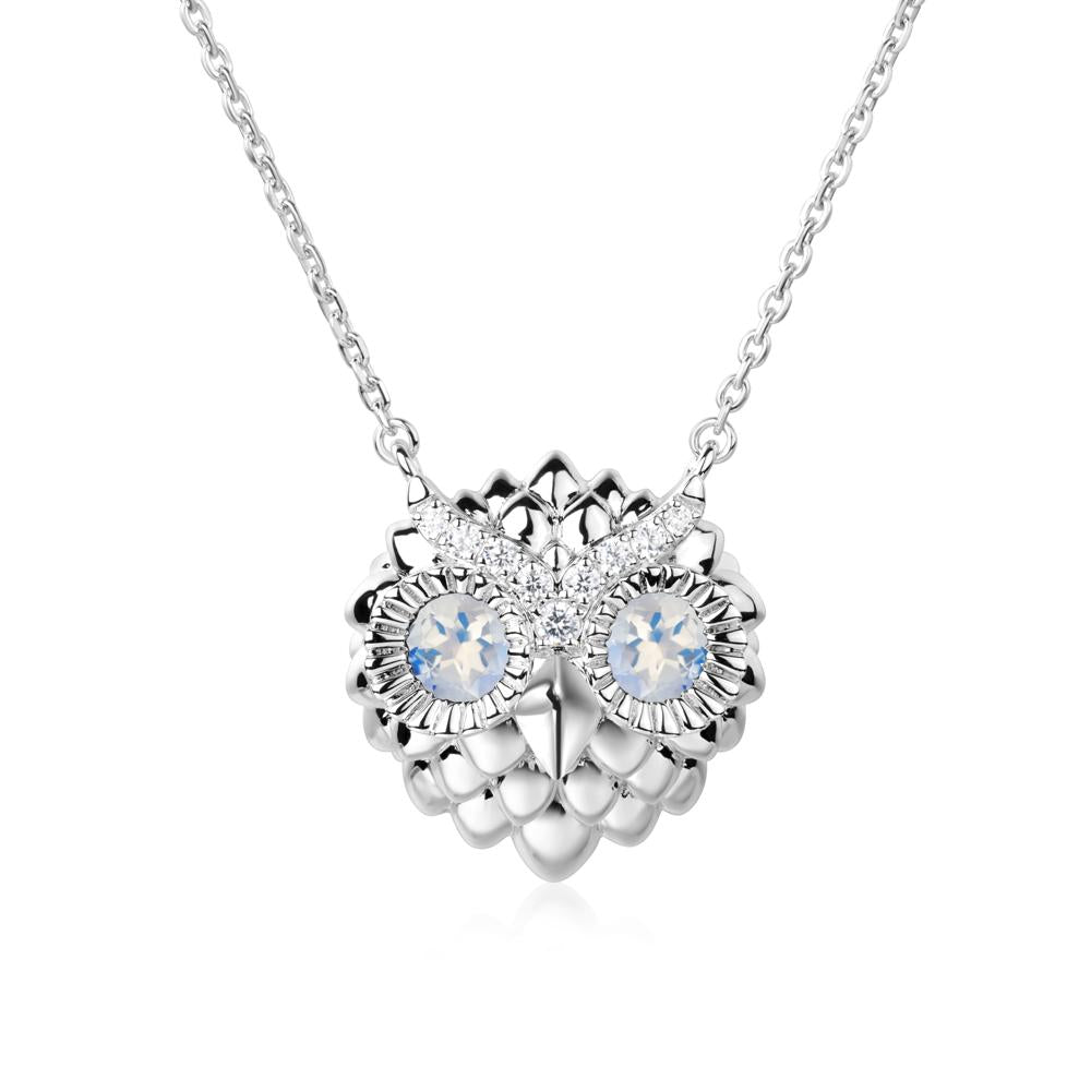 Moonstone Owl Necklace - LUO Jewelry #metal_14k white gold