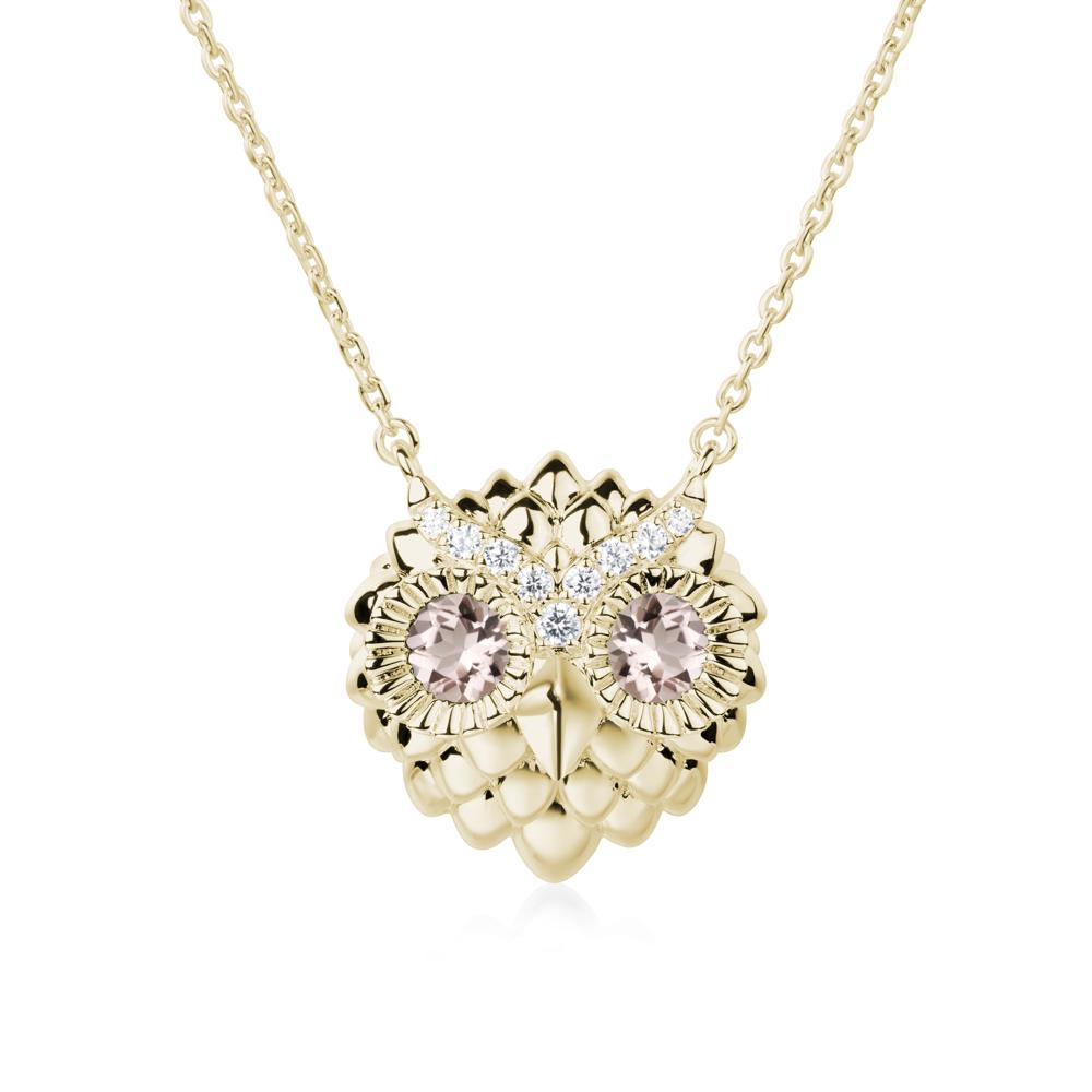 Morganite Owl Necklace - LUO Jewelry #metal_14k yellow gold