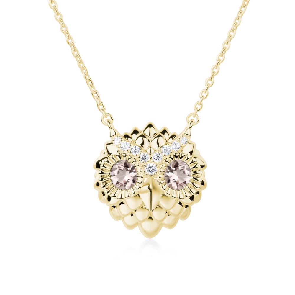 Morganite Owl Necklace - LUO Jewelry #metal_18k yellow gold