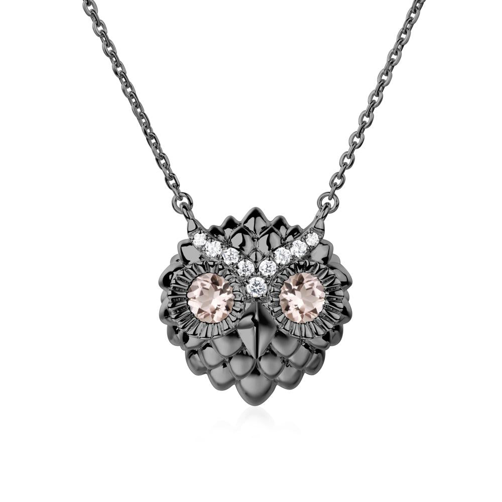 Morganite Owl Necklace - LUO Jewelry #metal_black finish sterling silver