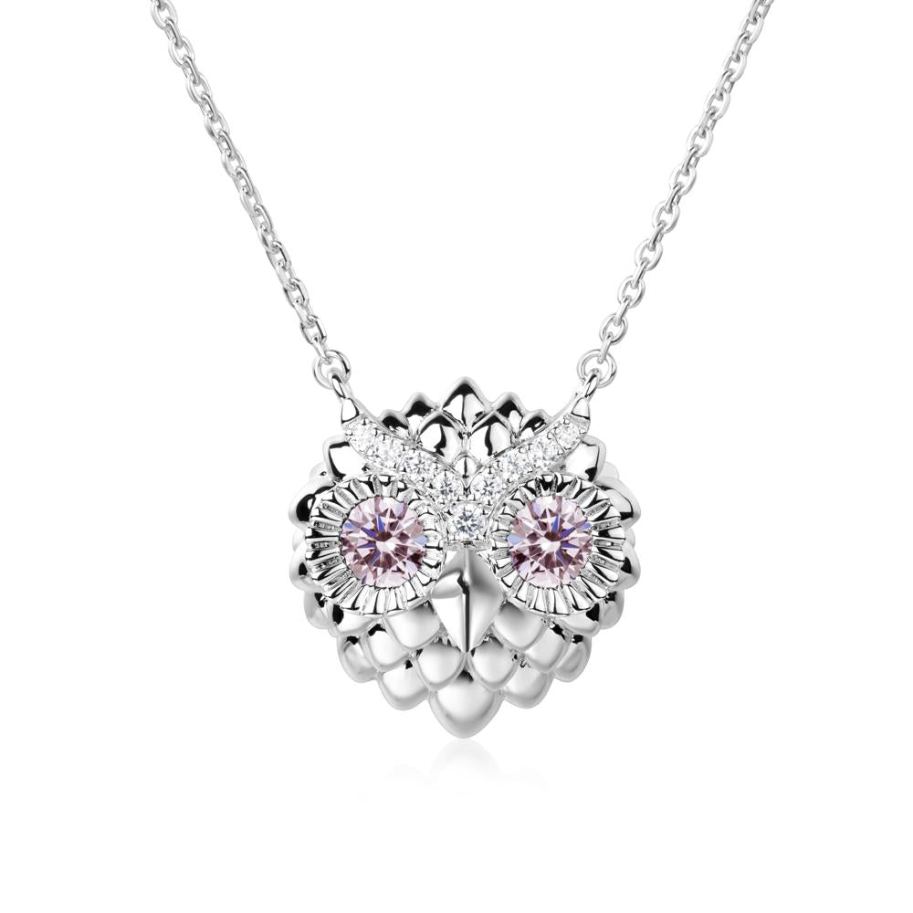 Pink Cubic Zirconia Owl Necklace - LUO Jewelry #metal_14k white gold