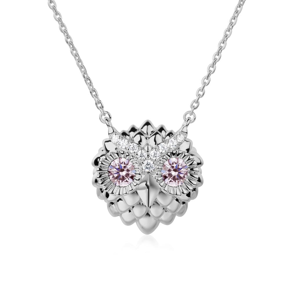 Pink Cubic Zirconia Owl Necklace - LUO Jewelry #metal_platinum