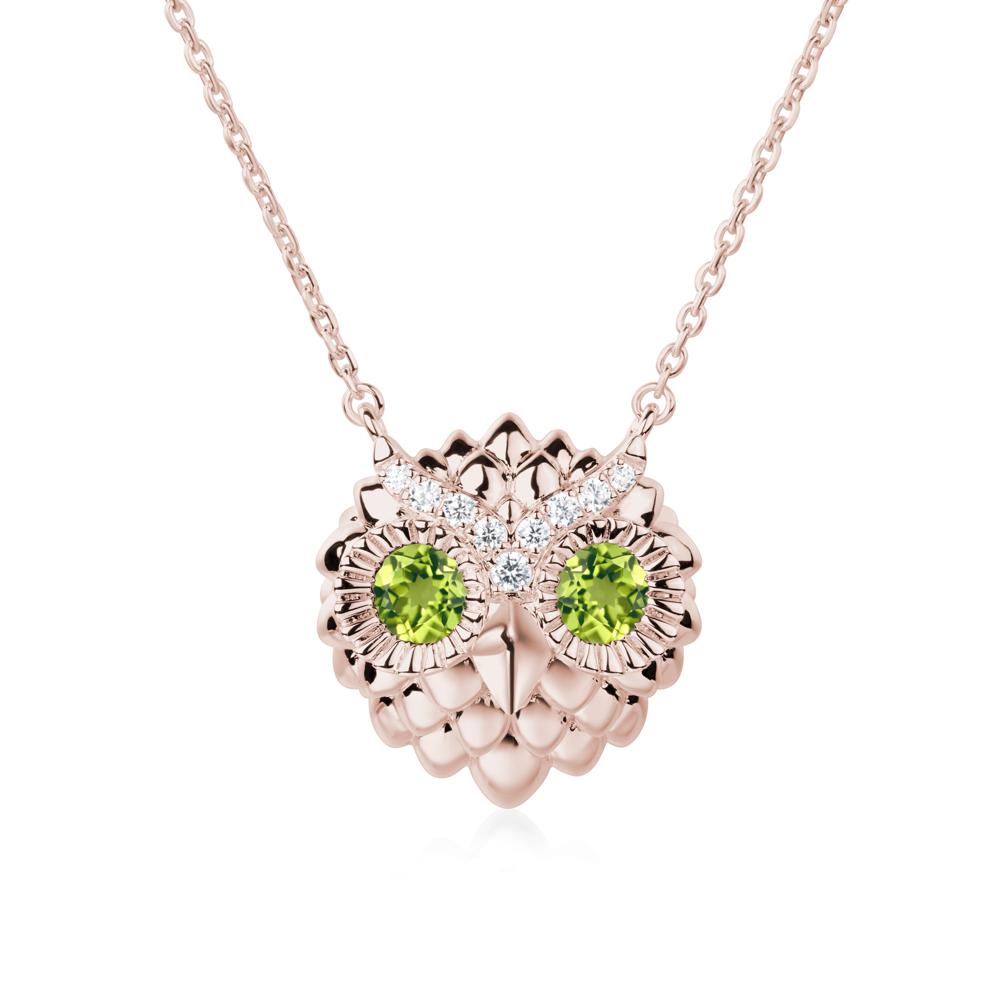 Peridot Owl Necklace - LUO Jewelry #metal_14k rose gold