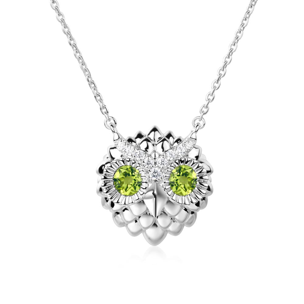 Peridot Owl Necklace - LUO Jewelry #metal_14k white gold