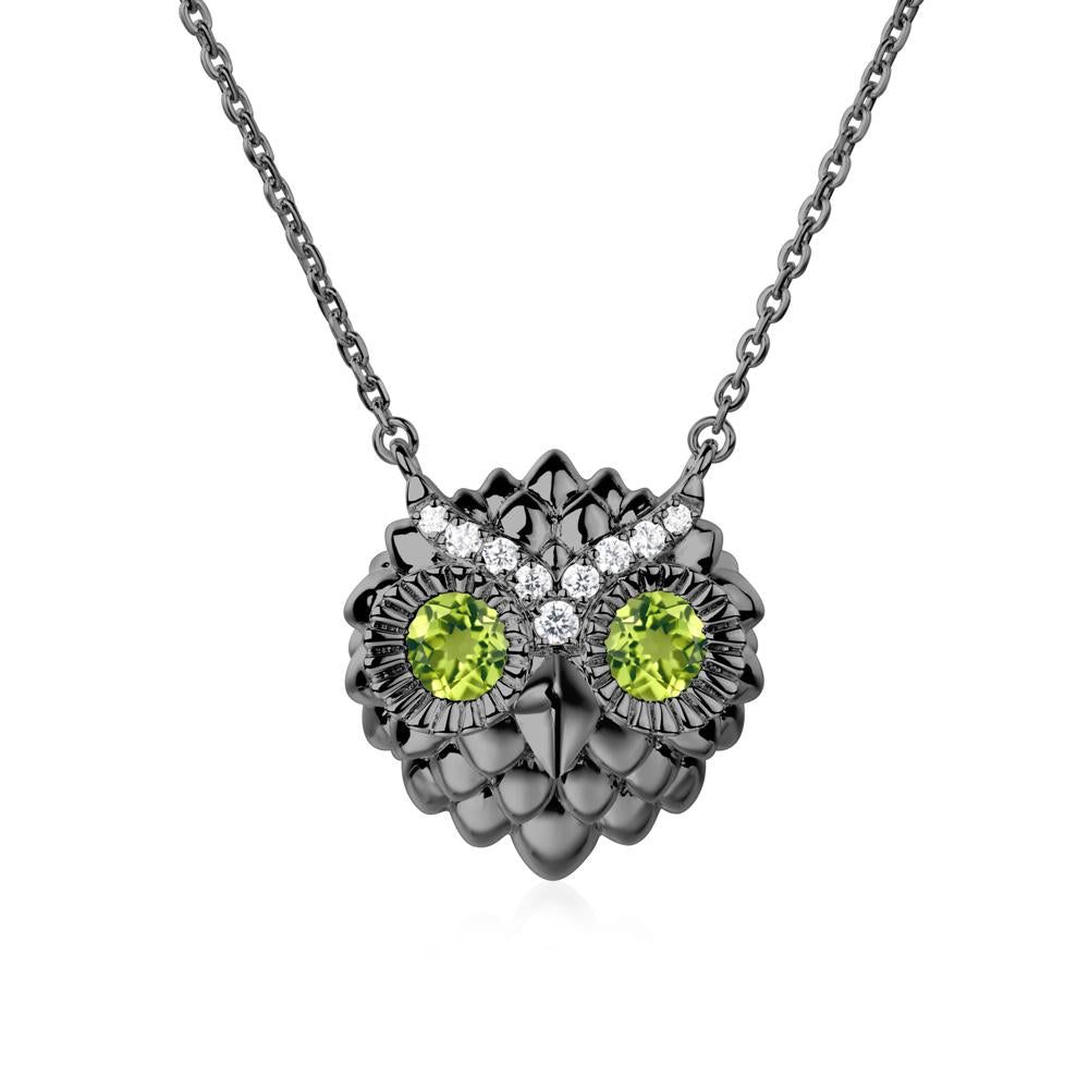 Peridot Owl Necklace - LUO Jewelry #metal_black finish sterling silver