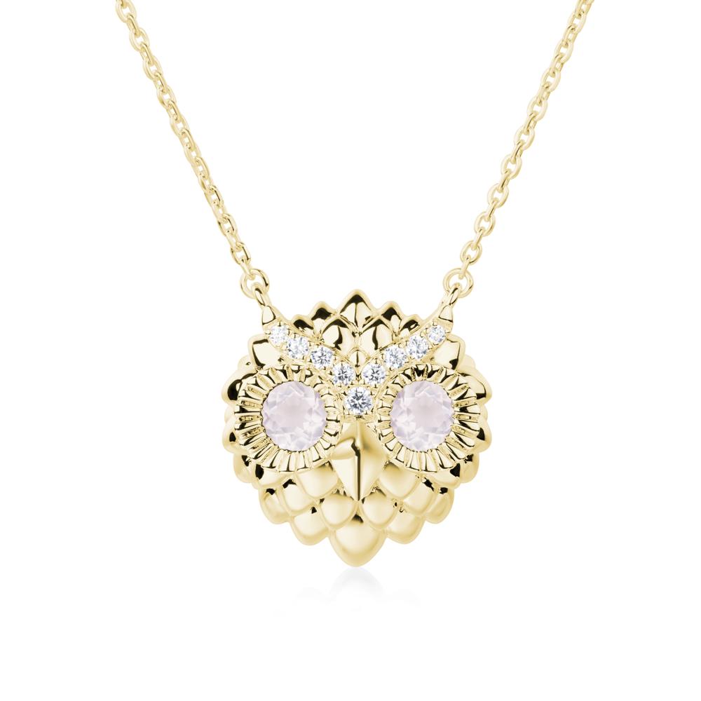 Rose Quartz Owl Necklace - LUO Jewelry #metal_18k yellow gold