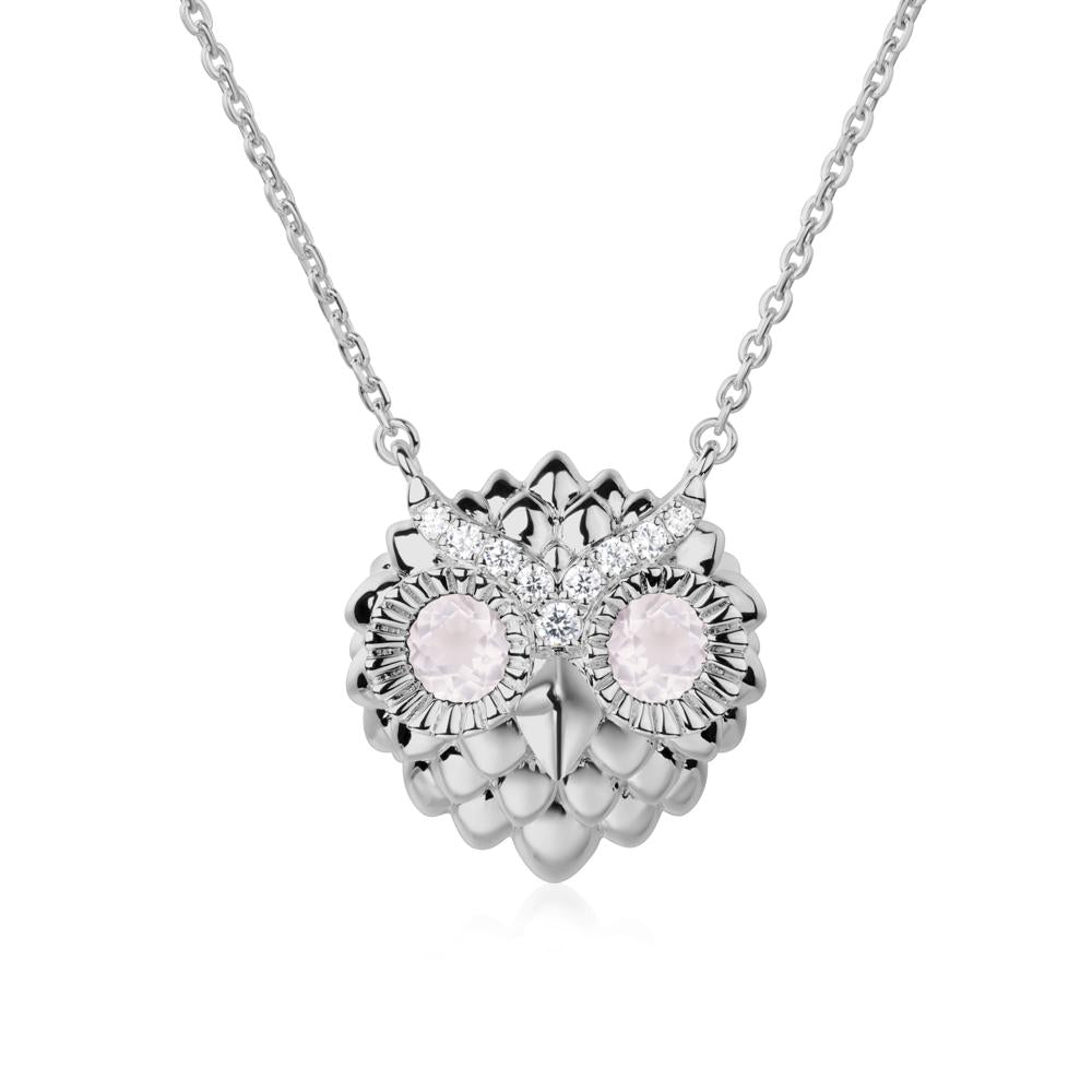 Rose Quartz Owl Necklace - LUO Jewelry #metal_platinum