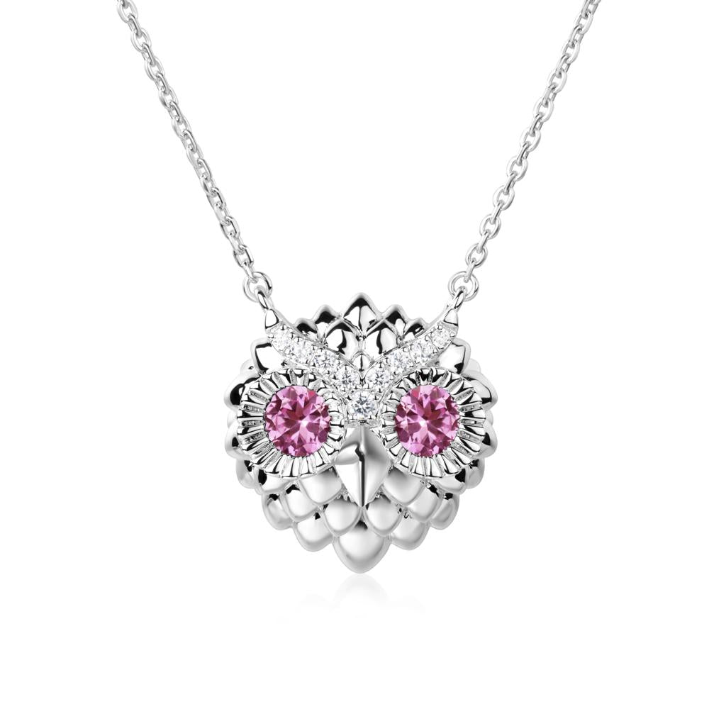 Pink Sapphire Owl Necklace - LUO Jewelry #metal_14k white gold