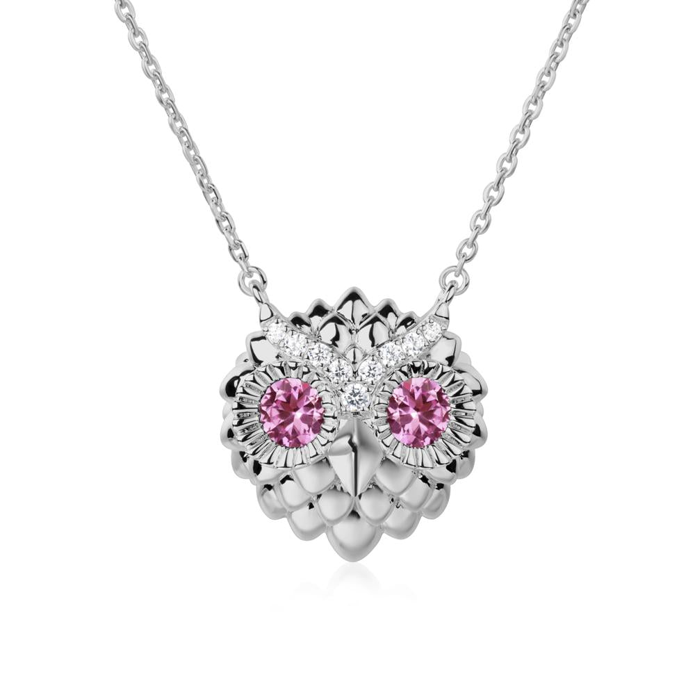 Pink Sapphire Owl Necklace - LUO Jewelry #metal_platinum