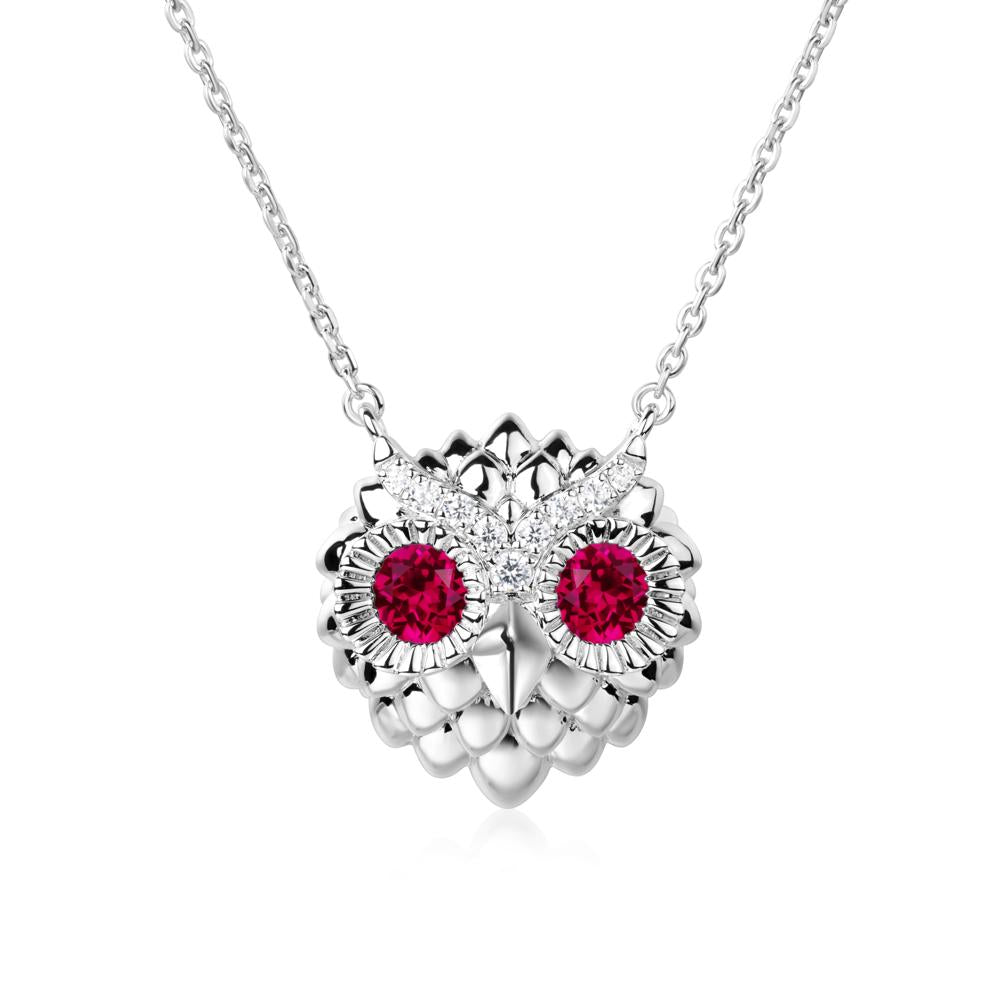 Ruby Owl Necklace - LUO Jewelry #metal_14k white gold