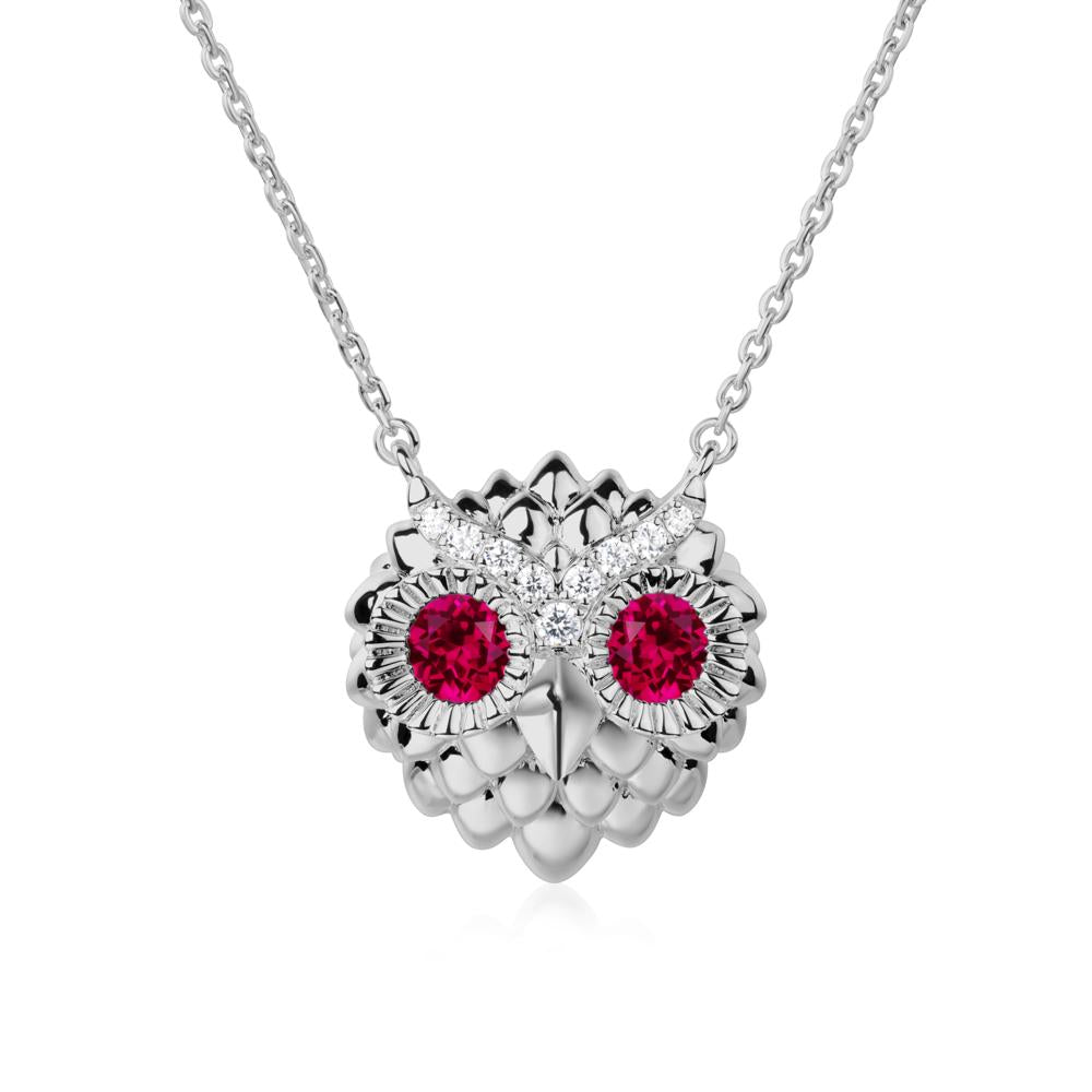 Ruby Owl Necklace - LUO Jewelry #metal_platinum