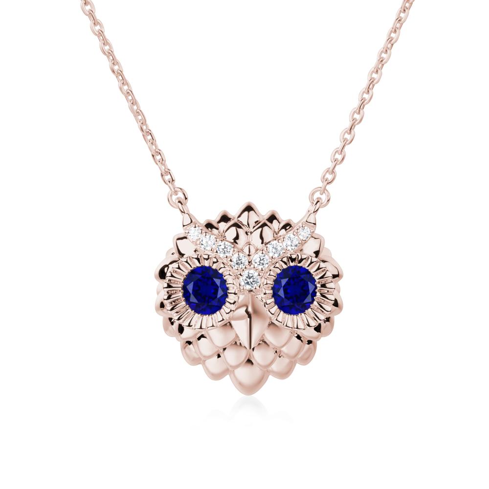 Sapphire Owl Necklace - LUO Jewelry #metal_14k rose gold