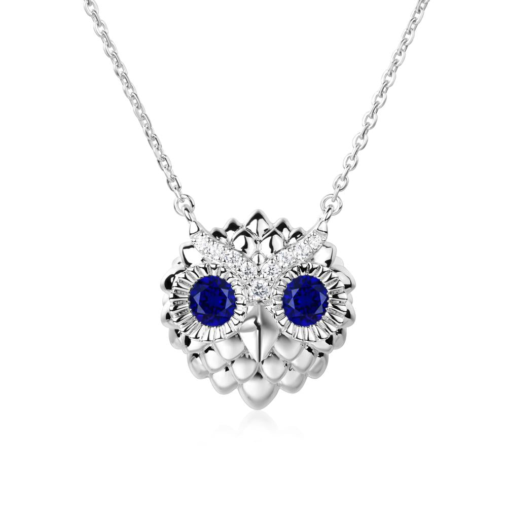 Sapphire Owl Necklace - LUO Jewelry #metal_14k white gold