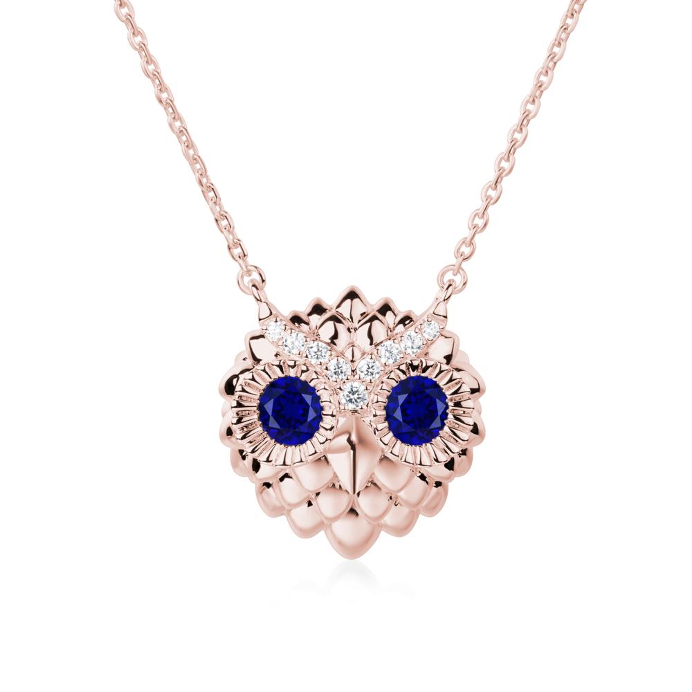 Sapphire Owl Necklace - LUO Jewelry #metal_18k rose gold