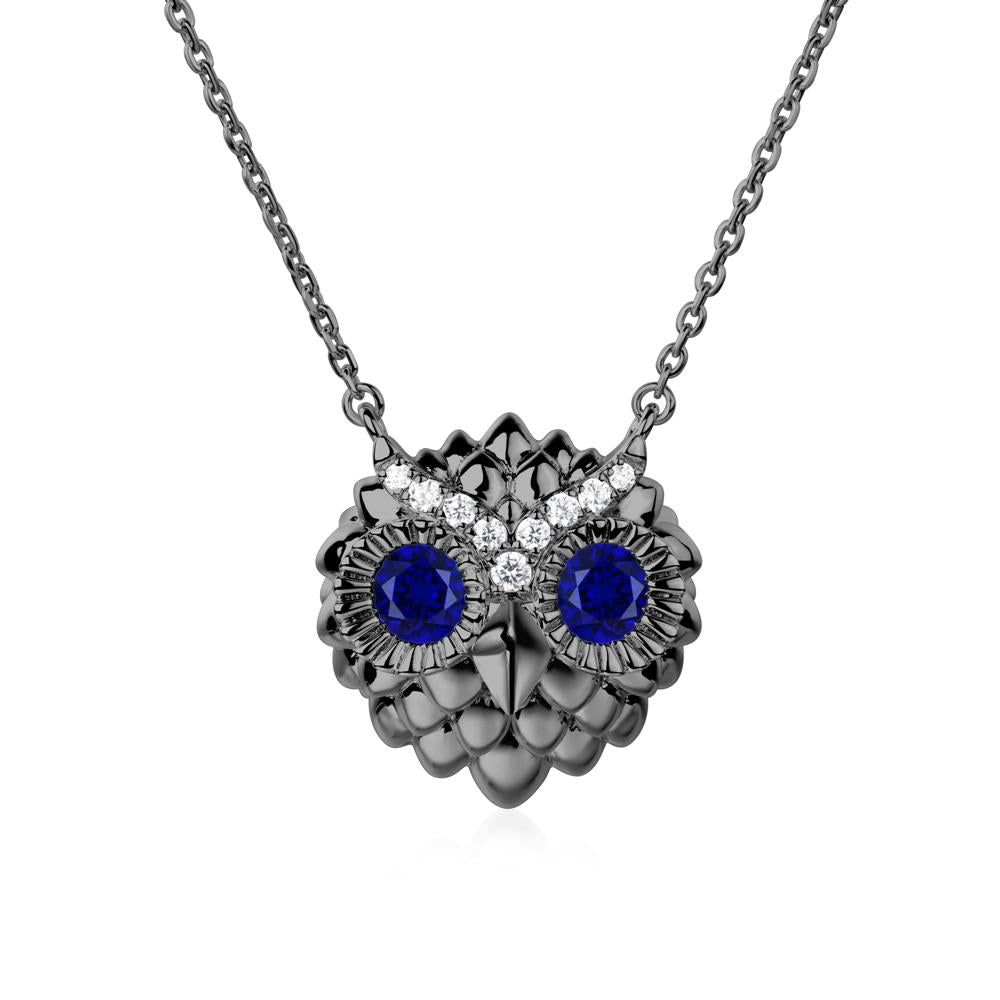 Sapphire Owl Necklace - LUO Jewelry #metal_black finish sterling silver