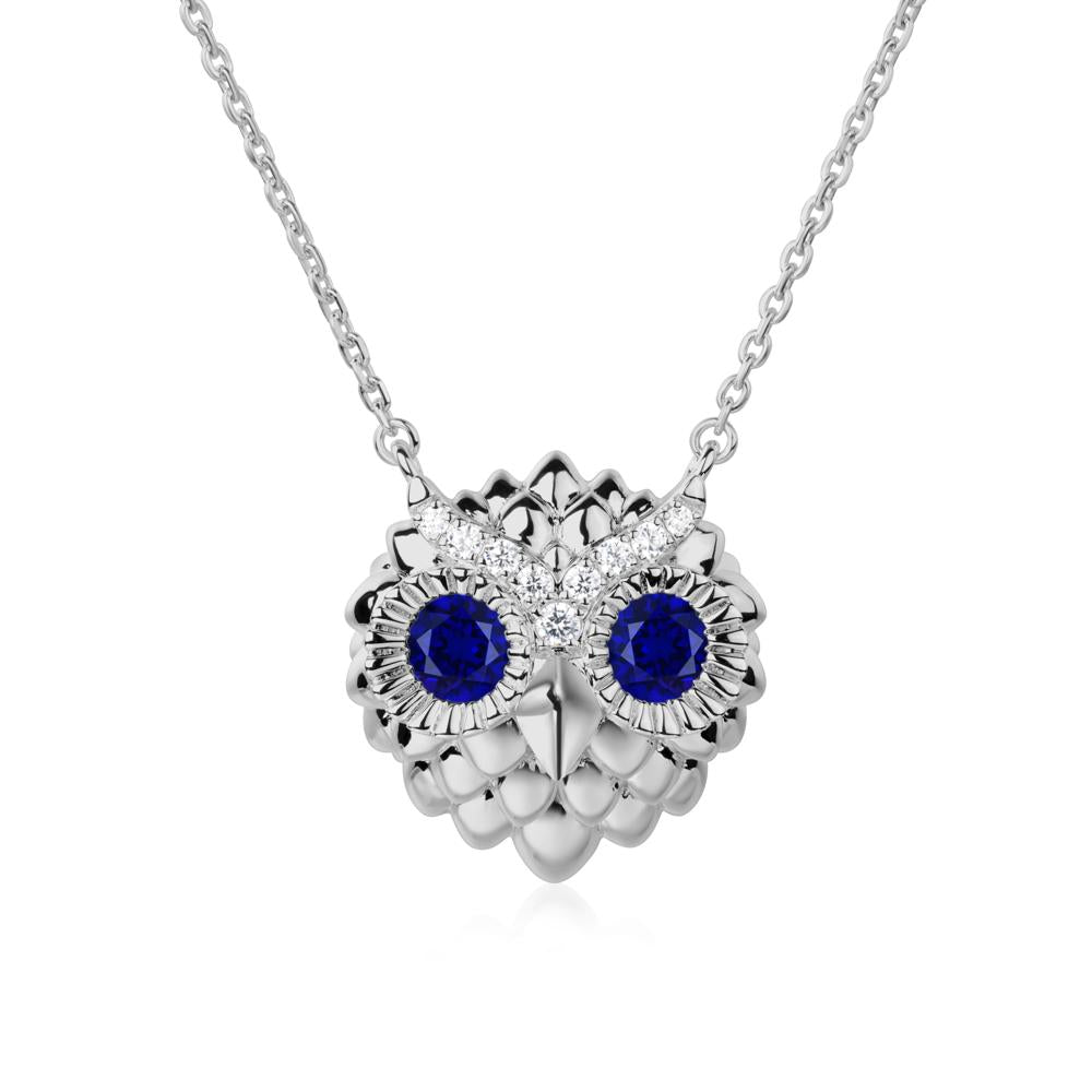 Sapphire Owl Necklace - LUO Jewelry #metal_platinum