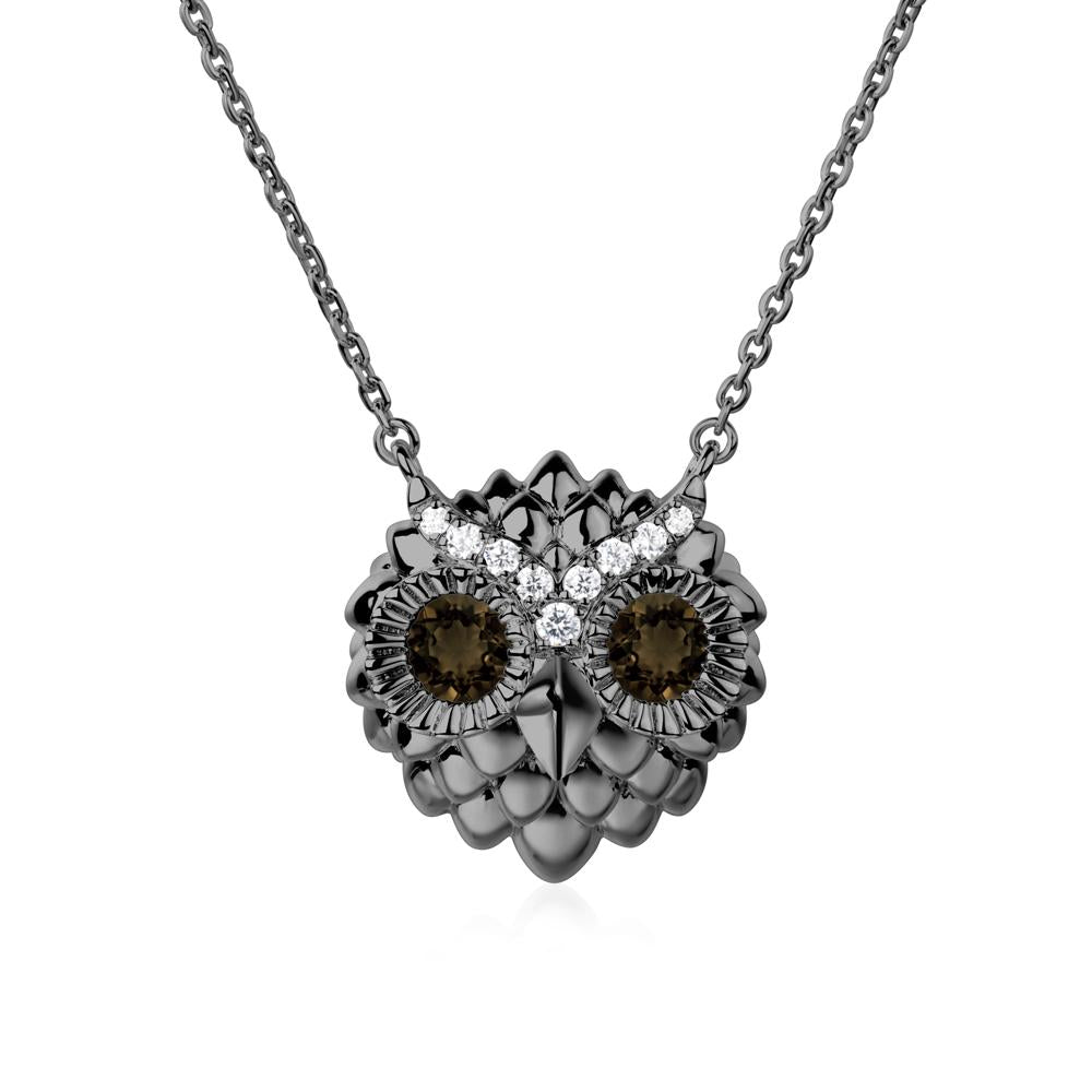 Smoky Quartz Owl Necklace - LUO Jewelry #metal_black finish sterling silver