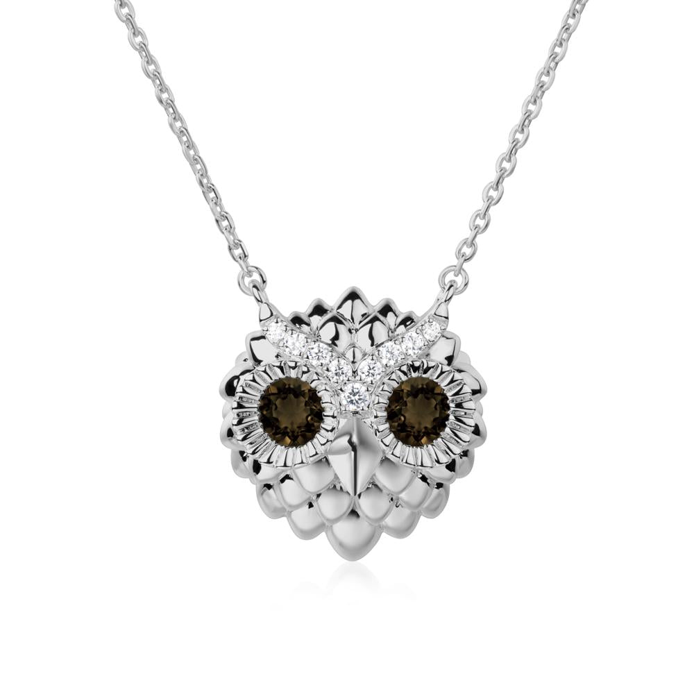 Smoky Quartz Owl Necklace - LUO Jewelry #metal_platinum