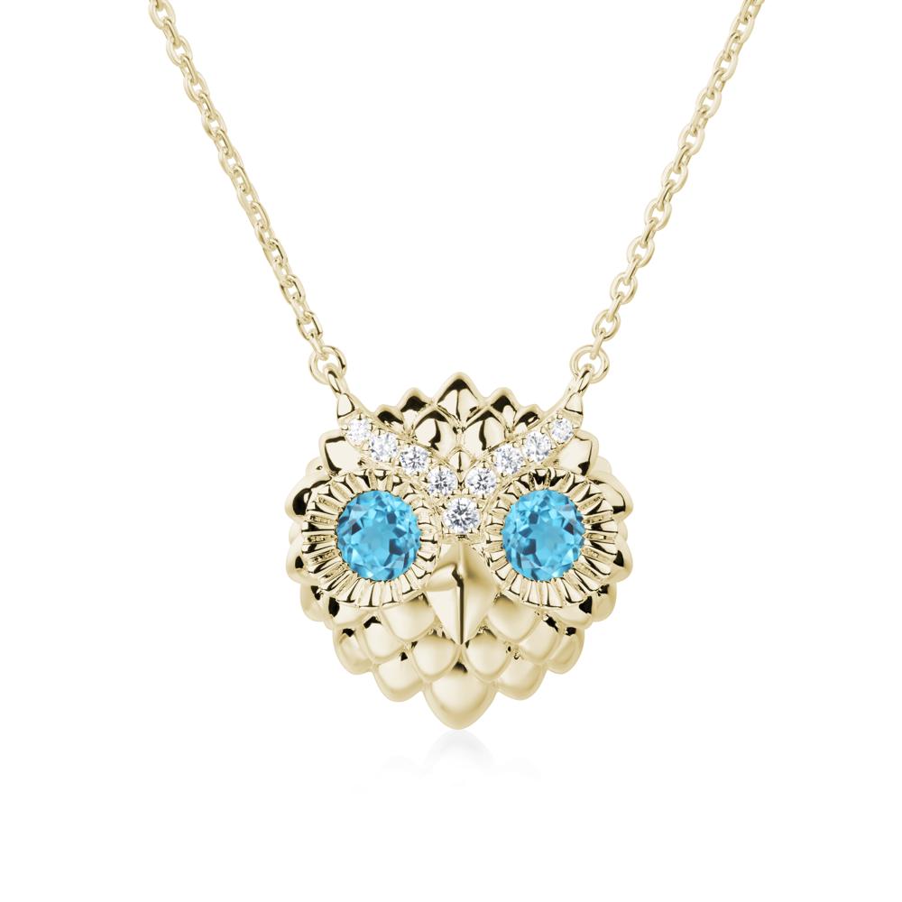 Swiss Blue Topaz Owl Necklace - LUO Jewelry #metal_14k yellow gold