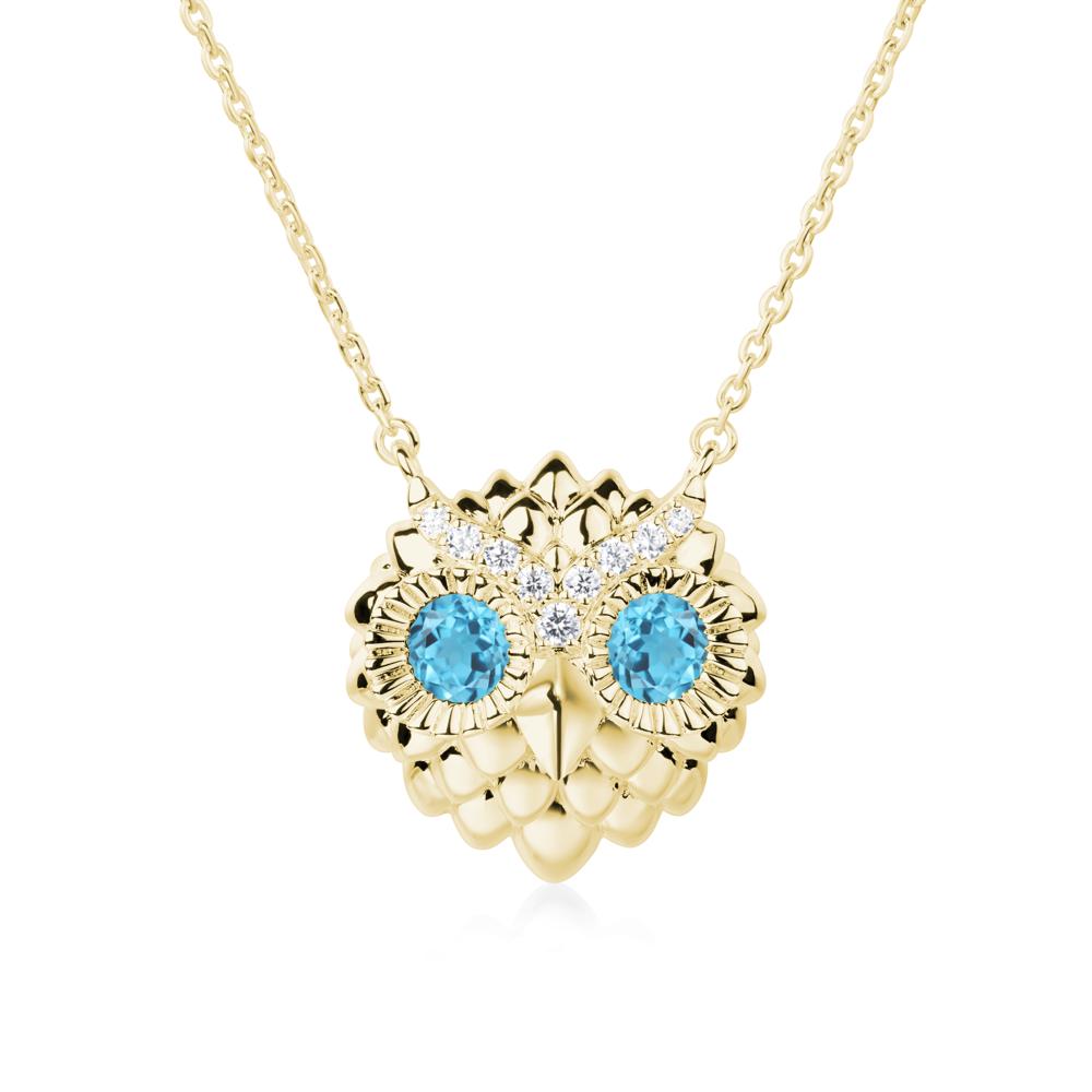 Swiss Blue Topaz Owl Necklace - LUO Jewelry #metal_18k yellow gold