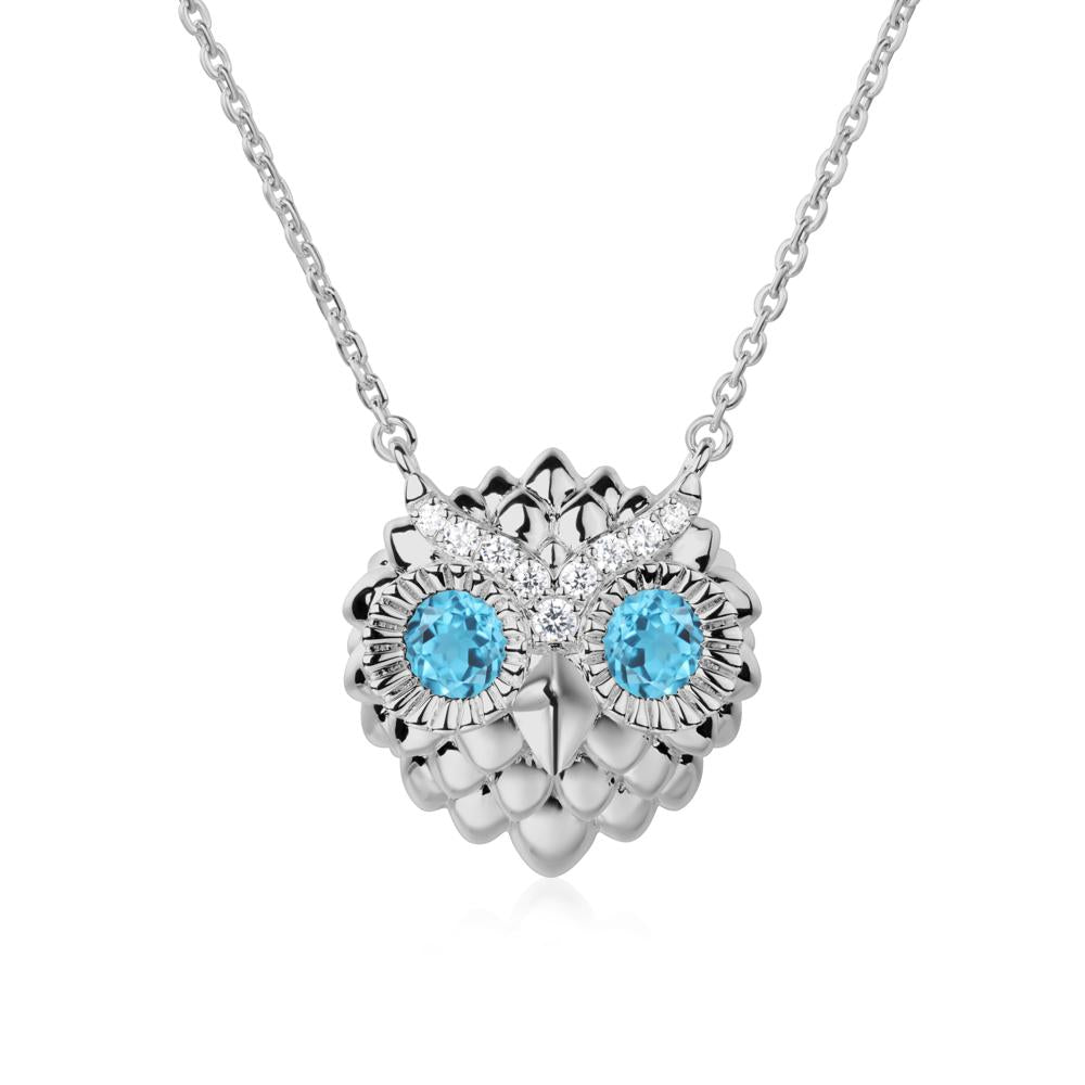 Swiss Blue Topaz Owl Necklace - LUO Jewelry #metal_platinum