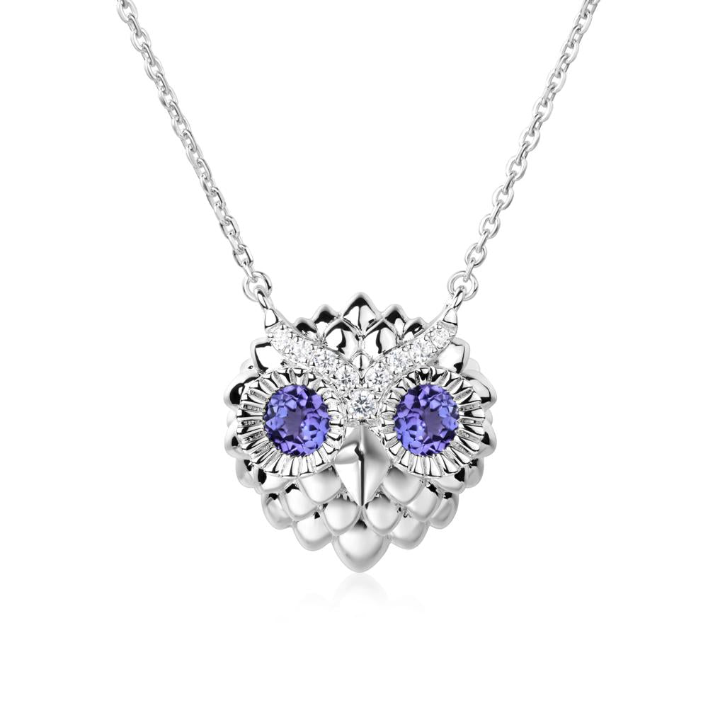 Tanzanite Owl Necklace - LUO Jewelry #metal_14k white gold