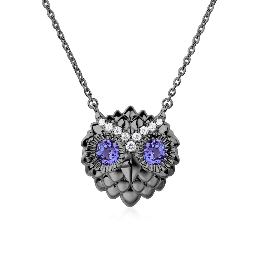 Tanzanite Owl Necklace - LUO Jewelry #metal_black finish sterling silver