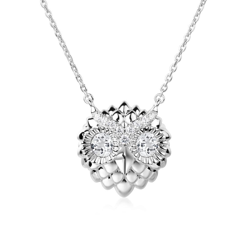 White Topaz Owl Necklace - LUO Jewelry #metal_14k white gold