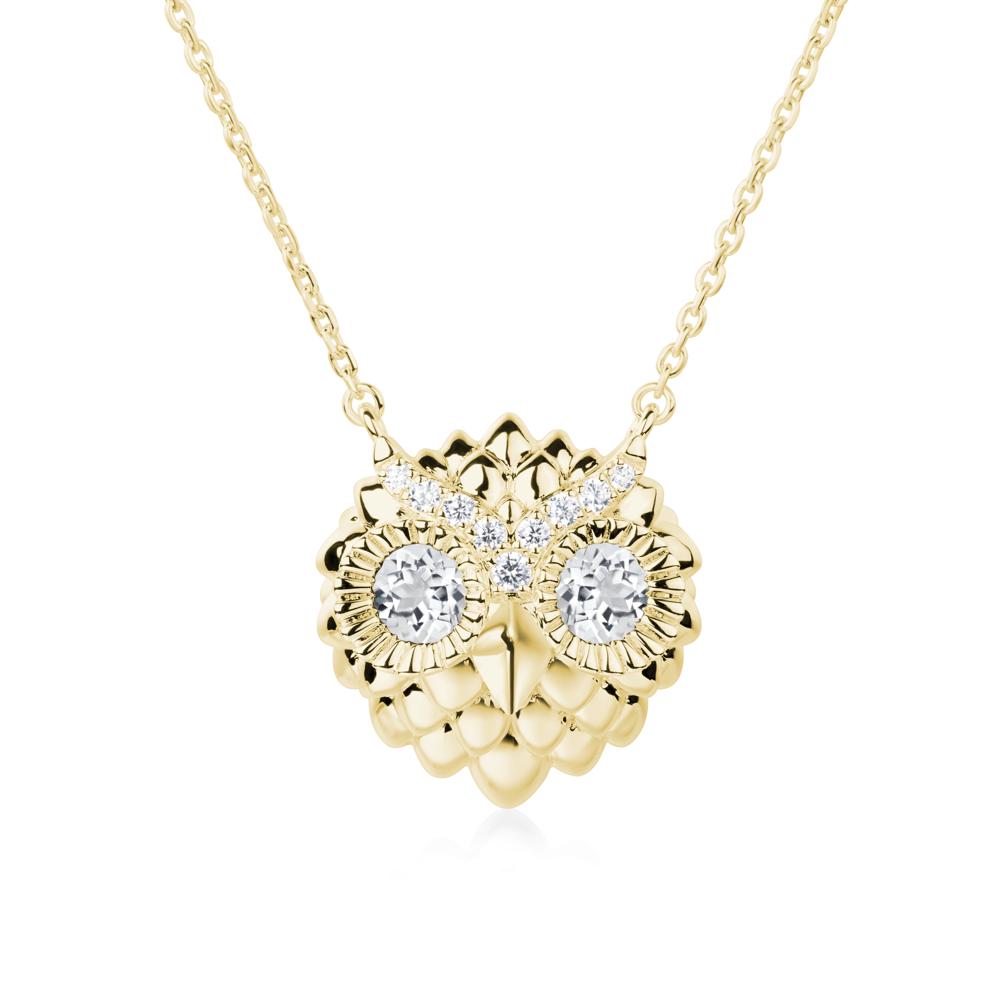 White Topaz Owl Necklace - LUO Jewelry #metal_18k yellow gold