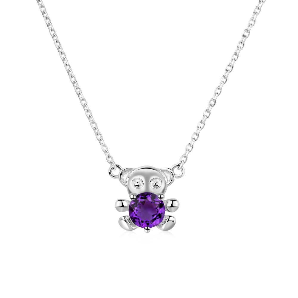 Amethyst Teddy Bear Necklace - LUO Jewelry #metal_14k white gold