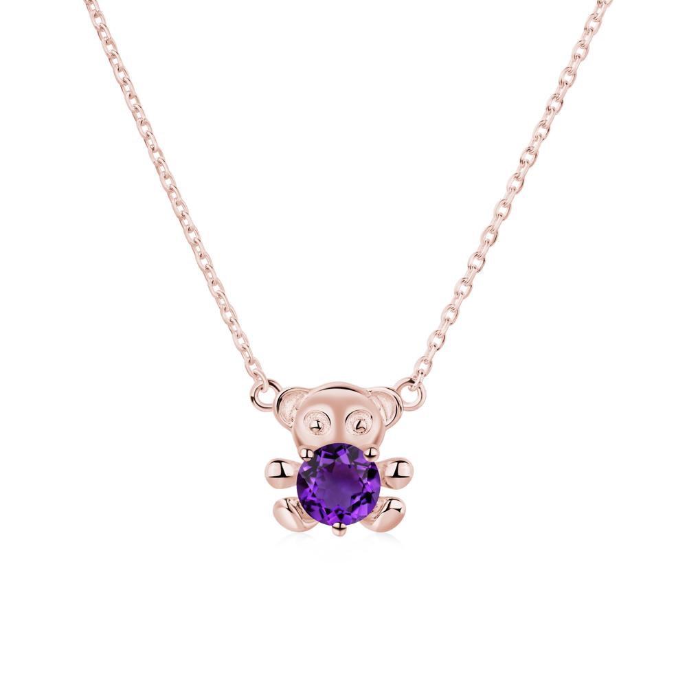 Amethyst Teddy Bear Necklace - LUO Jewelry #metal_18k rose gold