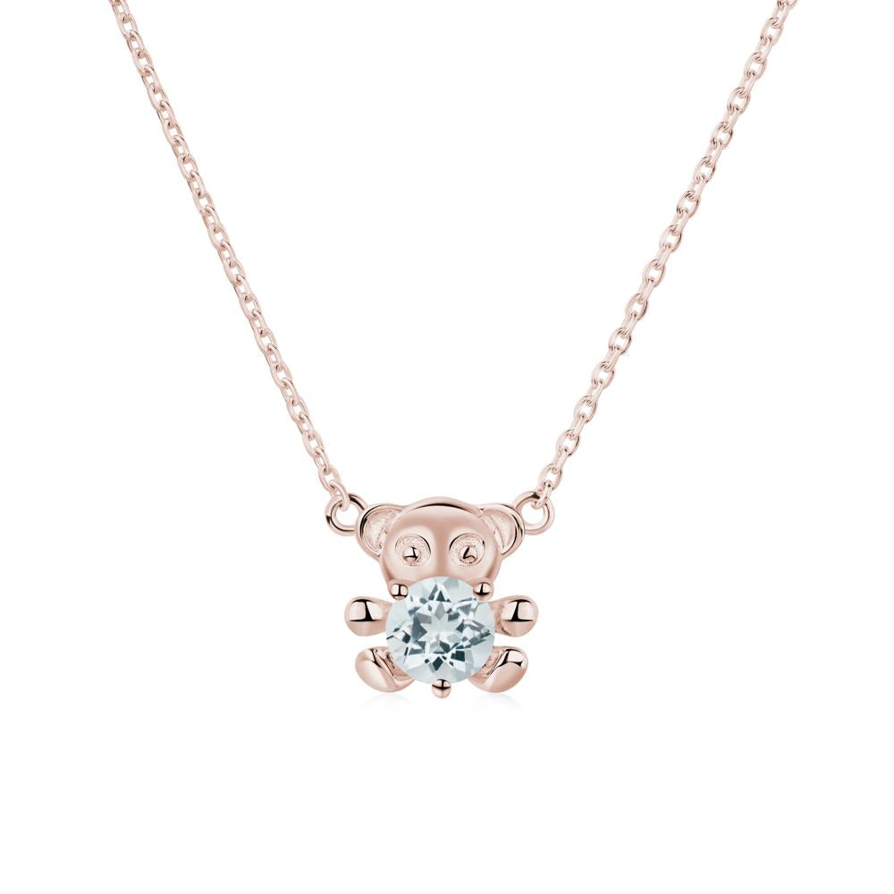 Aquamarine Bear Necklace - LUO Jewelry #metal_14k rose gold