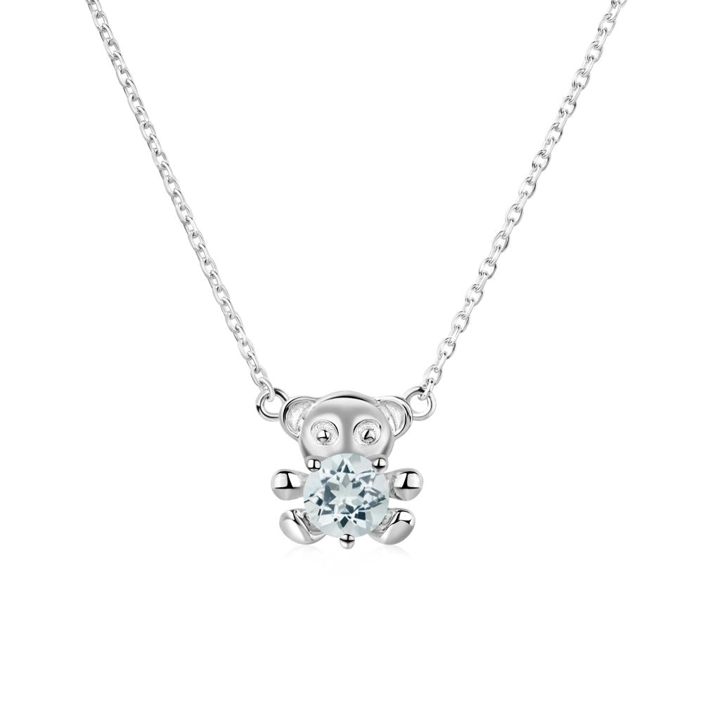 Aquamarine Bear Necklace - LUO Jewelry #metal_14k white gold