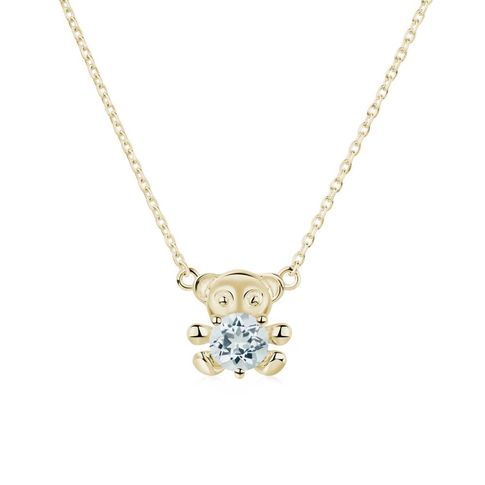 Aquamarine Bear Necklace - LUO Jewelry #metal_14k yellow gold