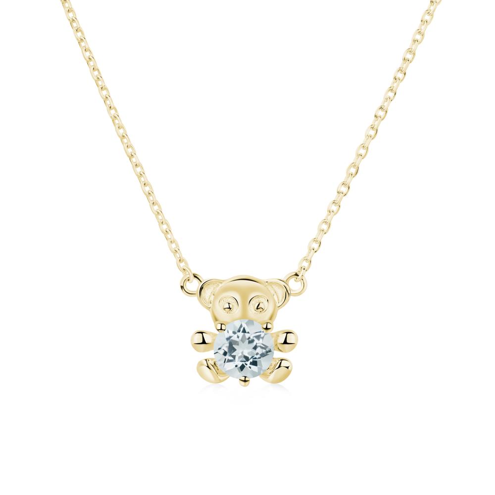 Aquamarine Bear Necklace - LUO Jewelry #metal_18k yellow gold