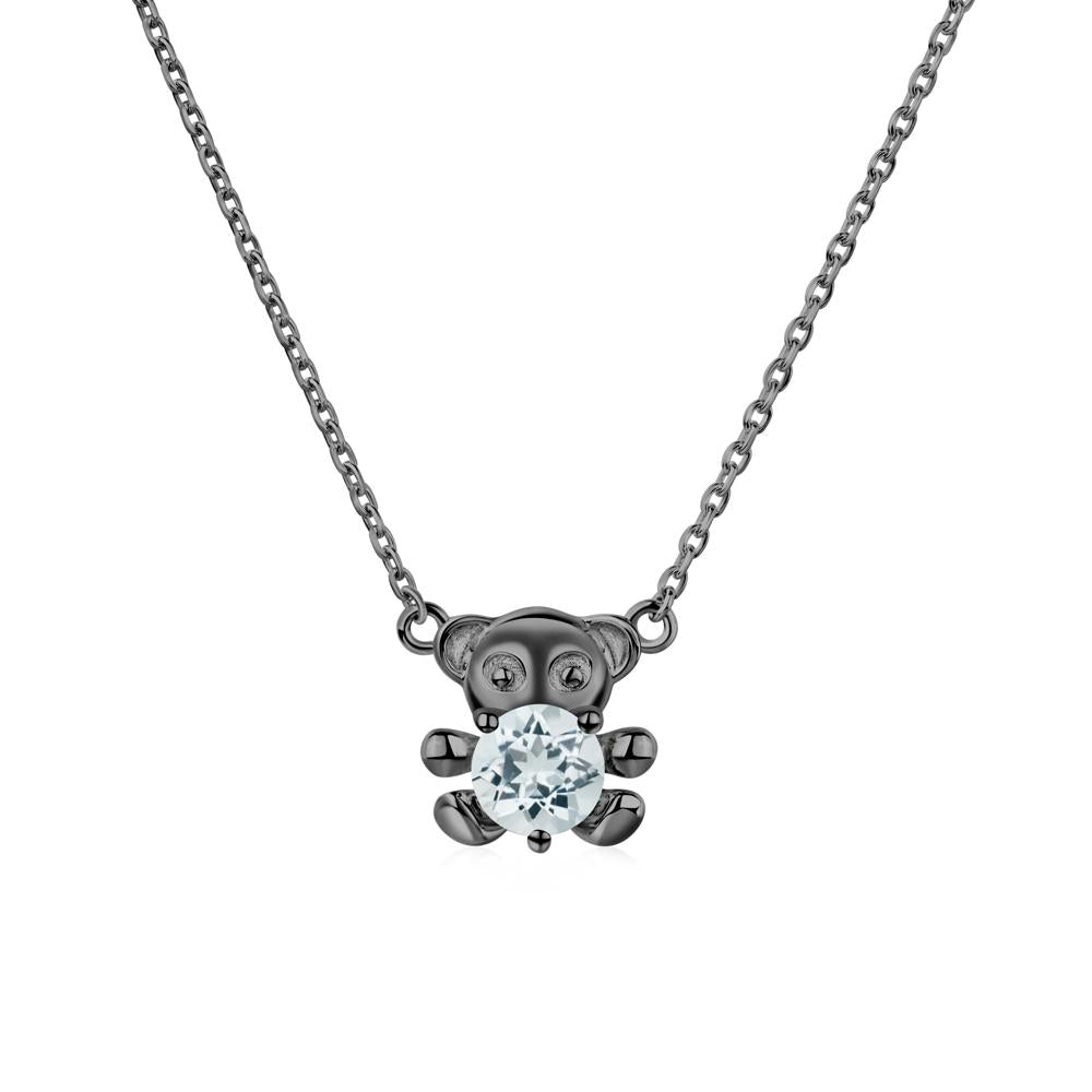 Aquamarine Bear Necklace - LUO Jewelry #metal_black finish sterling silver